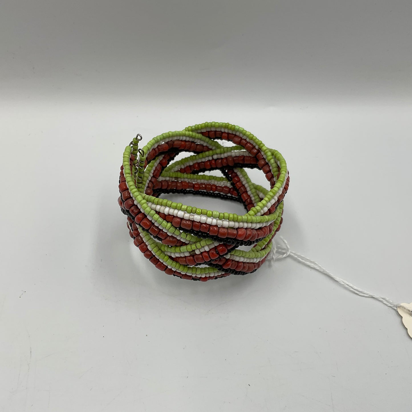 Colorful Cuff bracelet Twisted Wire Design Black,Green,White,and Red