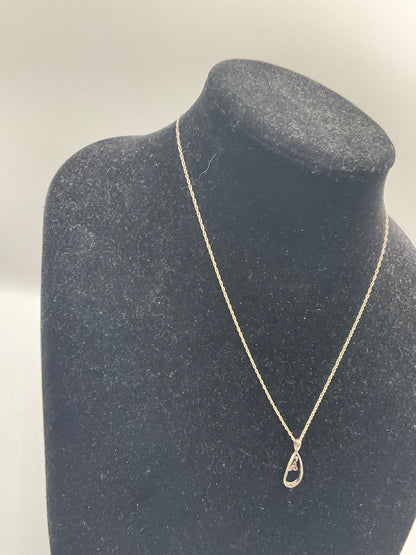 silver Celtic Triquetra open teardrop pendant necklace