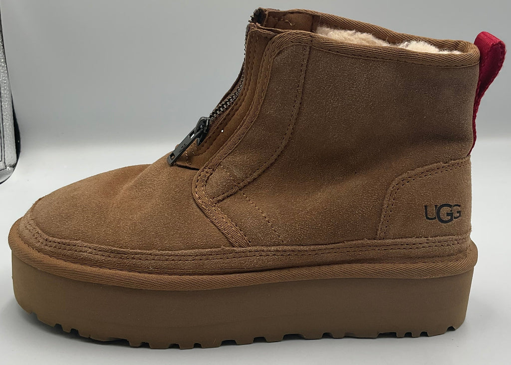 UGG Women's (size 6) Neumel Platform Zip Chestnut Suede Boots