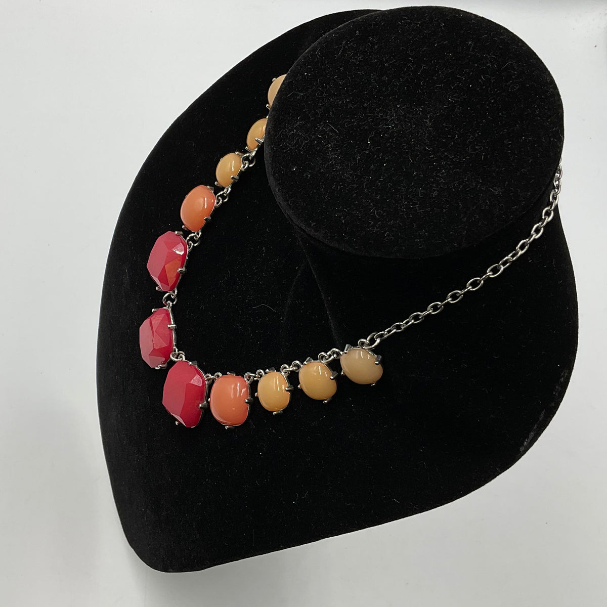 Red Yellow Orange Stone Design Chain Necklace