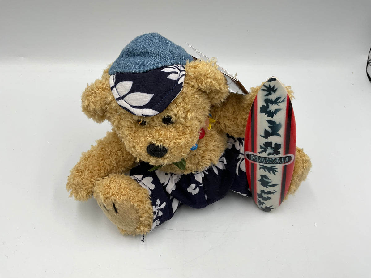 Keikiokekai Hawaiian Collectable Passport Surfer Teddy Bear w/ Surfboard