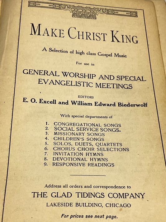 Make Christ King Edited By E.O. Excell & William E. Biederwolf Vintage 1920s Antique Hardcover Book