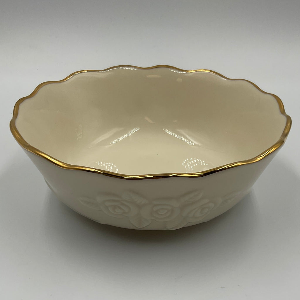 Vintage Lenox Ivory Porcelain Serving Bowl Gold Trim