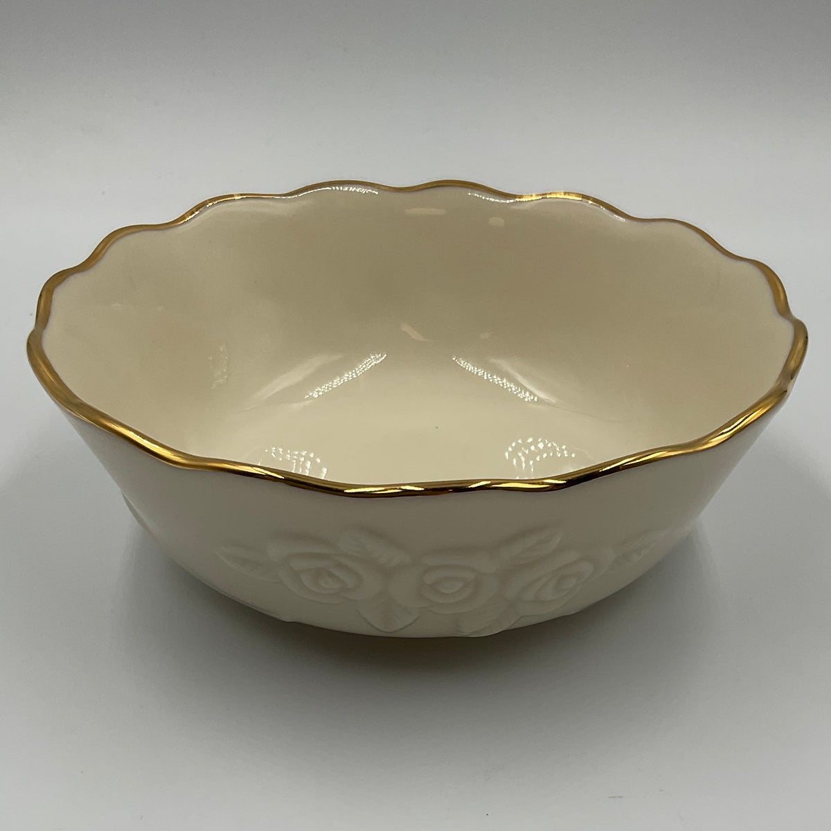 Vintage Lenox Ivory Porcelain Serving Bowl Gold Trim