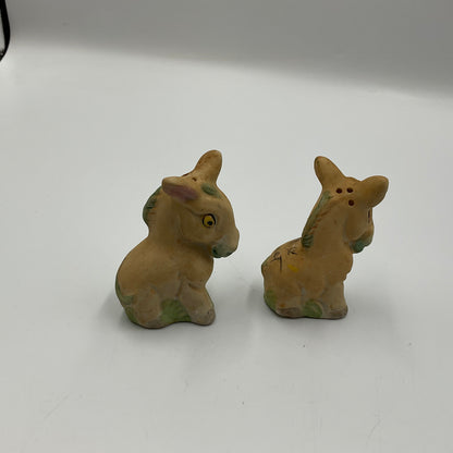 Vintage Ceramic Donkey Salt and Pepper Shakers