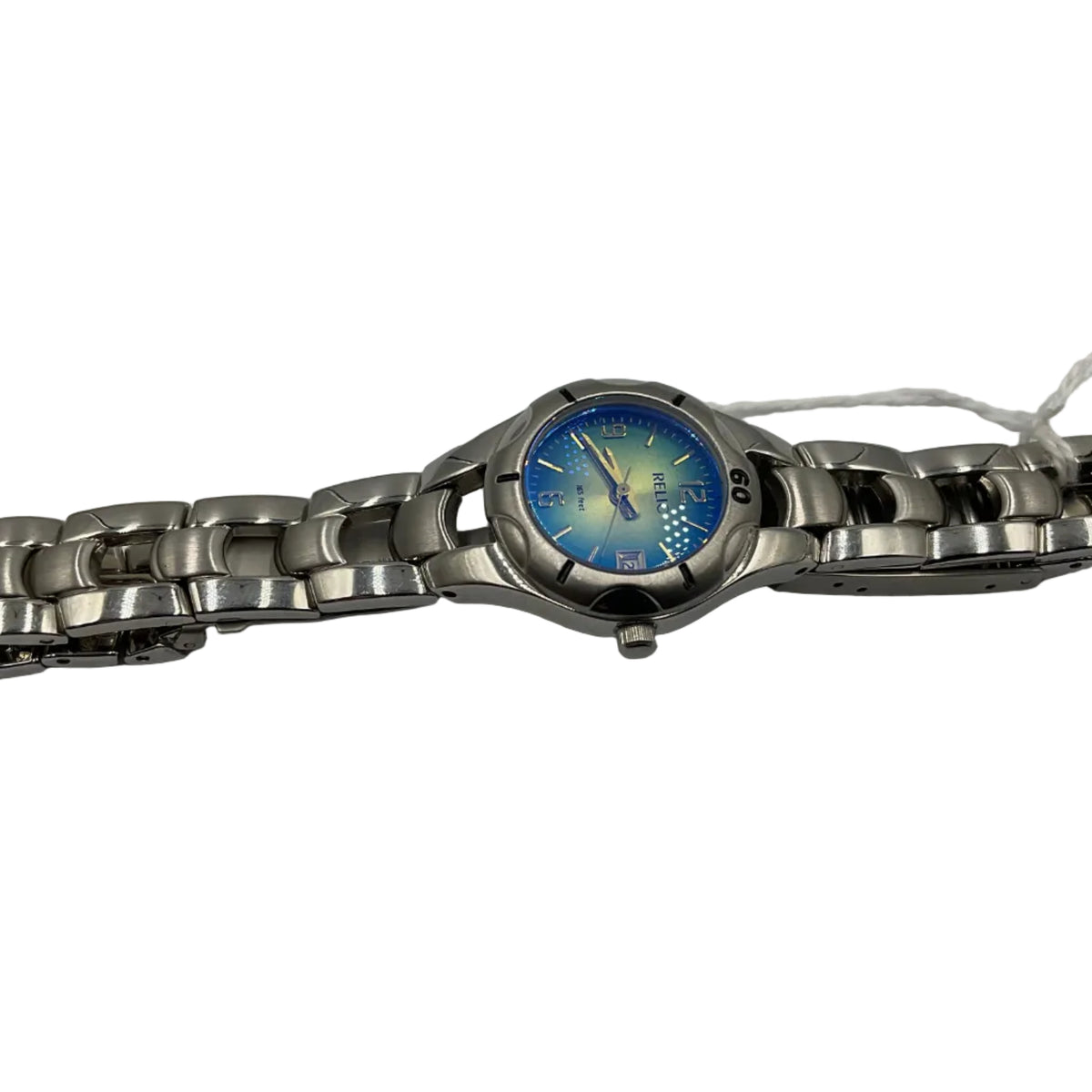 Relic Blue Yellow Gradient Silvertone Watch New Battery Working Condition
