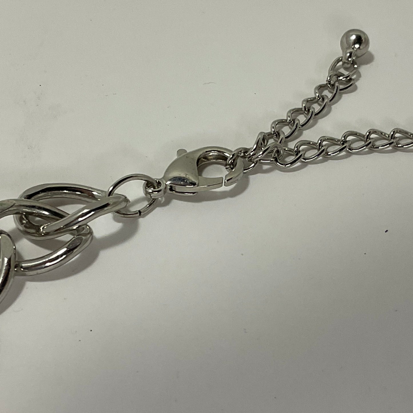 Silver Necklace with Emerald Cut Black Gems and Small White Gems Diamond Cut Pearl+Club crystal 12-blue