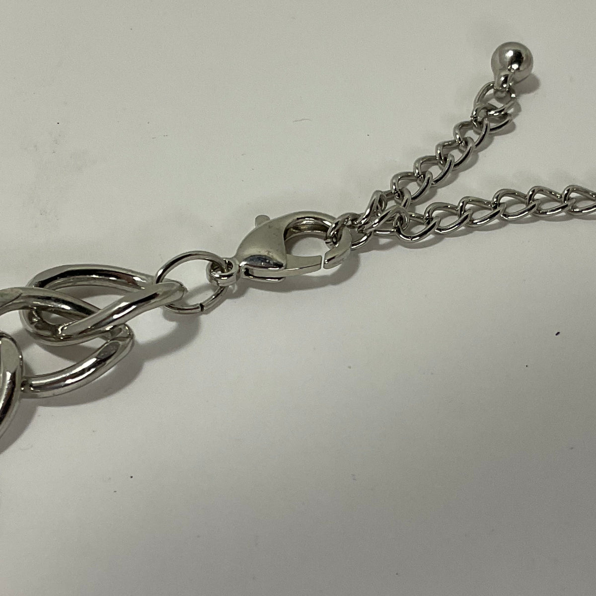 Silver Necklace with Emerald Cut Black Gems and Small White Gems Diamond Cut Pearl+Club crystal 12-blue