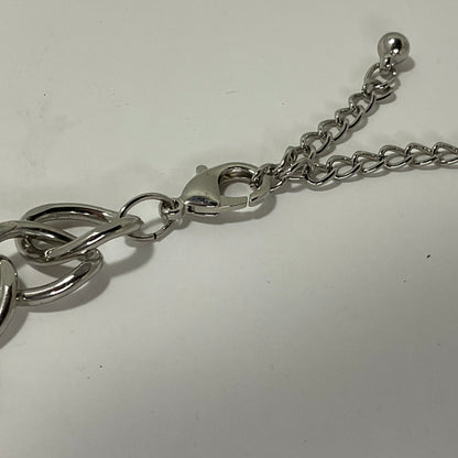 Silver Necklace with Emerald Cut Black Gems and Small White Gems Diamond Cut Pearl+Club crystal 12-blue
