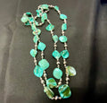 Teal & Silver Beaded Necklace | Glass Bead Statement Necklace | Vintage Style