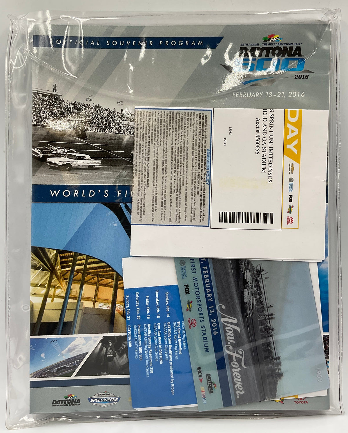 2016 Daytona 500 Official Souvenir Program NASCAR w/ Sprint Unlimited Ticket
