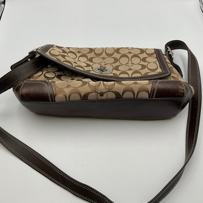 Coach Shoulder Bag Classic Signature Brown Canvas Pattern