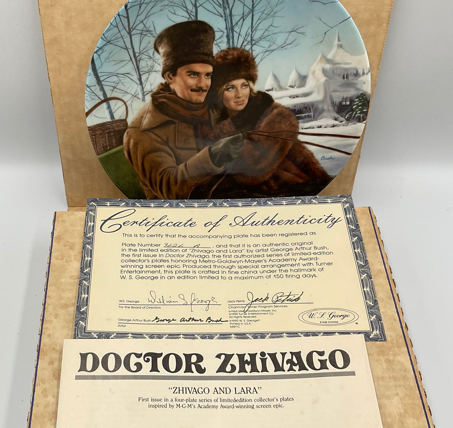 W.L. George Bradford Exchange Limited Edition Dr Zhivago and Lara Vintage 1990 Box COA