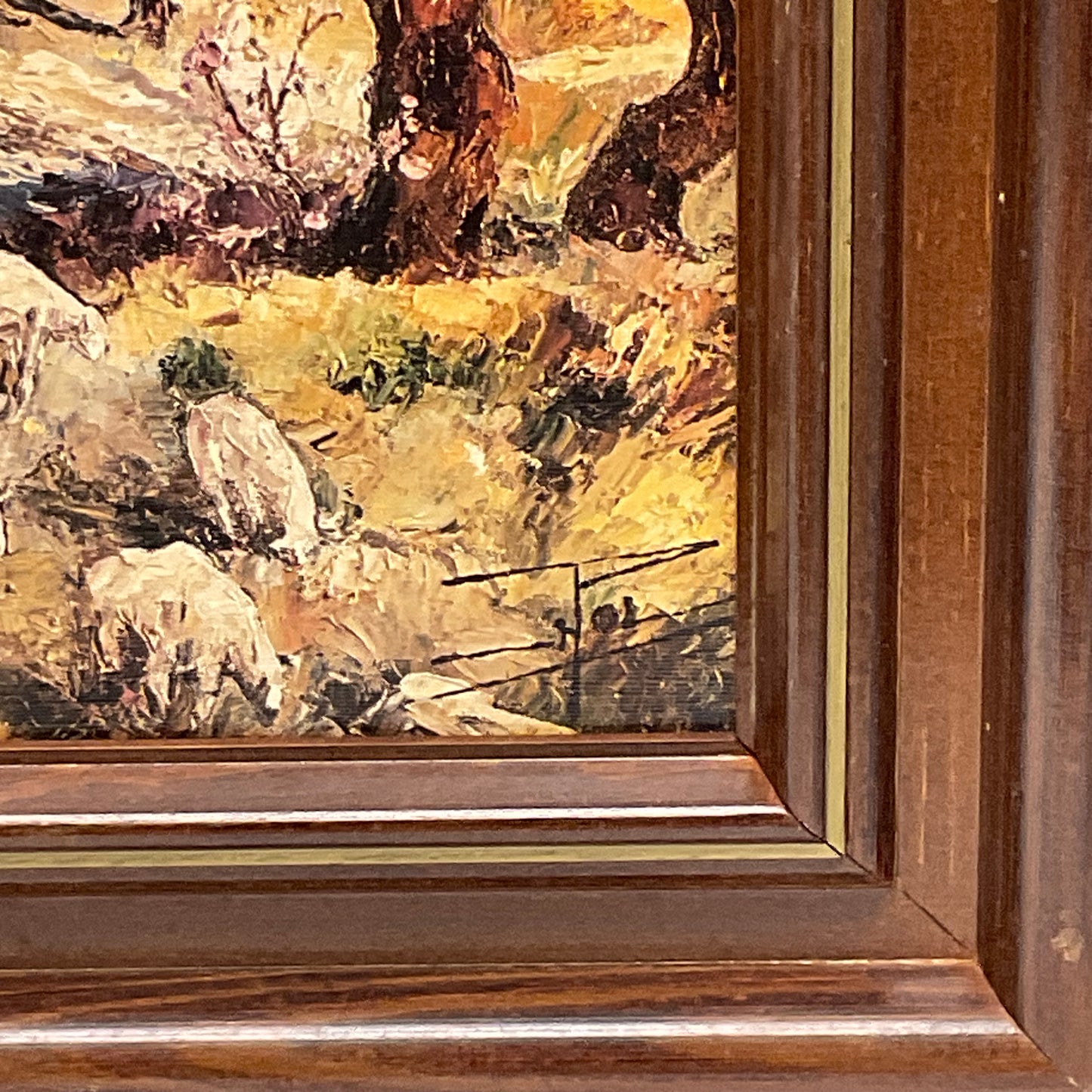 Pastoral Landscape Framed Artwork Shepherd & Sheep Chapel Scene