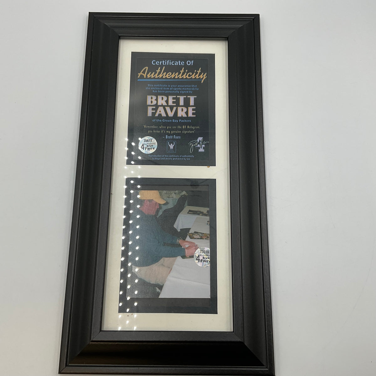 Official Brett Favre Signed Memorabilia COA Frame Player Hologram 75619 Matching