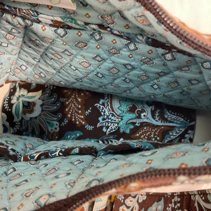 Vera Bradley Java Blue Maggie Shoulder Bag Purse Brown Paisley Vintage Retired Pattern