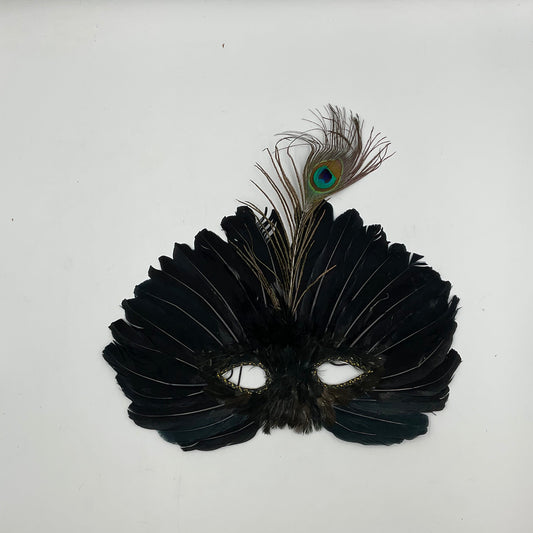 Black Masquerade Peacock Feathers Mask