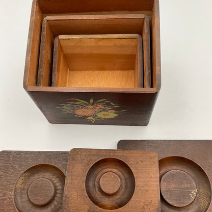 Vintage Wooden Nesting Canisters Made in Japan