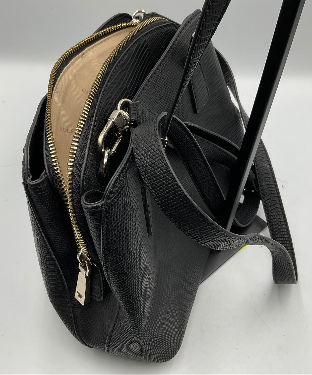GUESS Lyndi Small Girlfriend Satchel Triple Compartment Lizard Embossed
