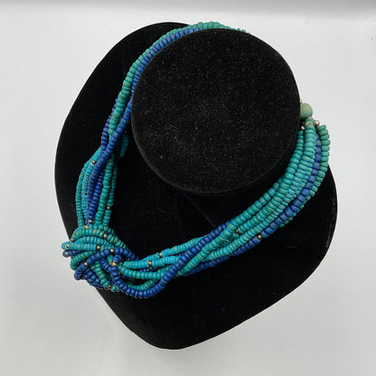 Multi Blue Bead Necklace