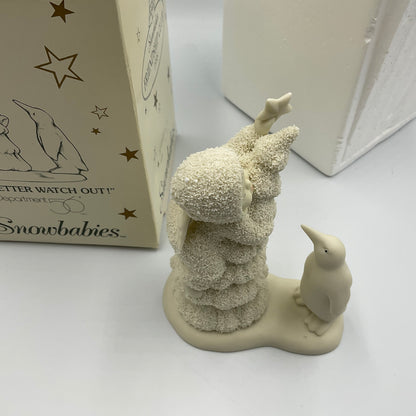 Department 56 Snowbabies You  Better Watch Out Penguin Tree Figurine w/ Box