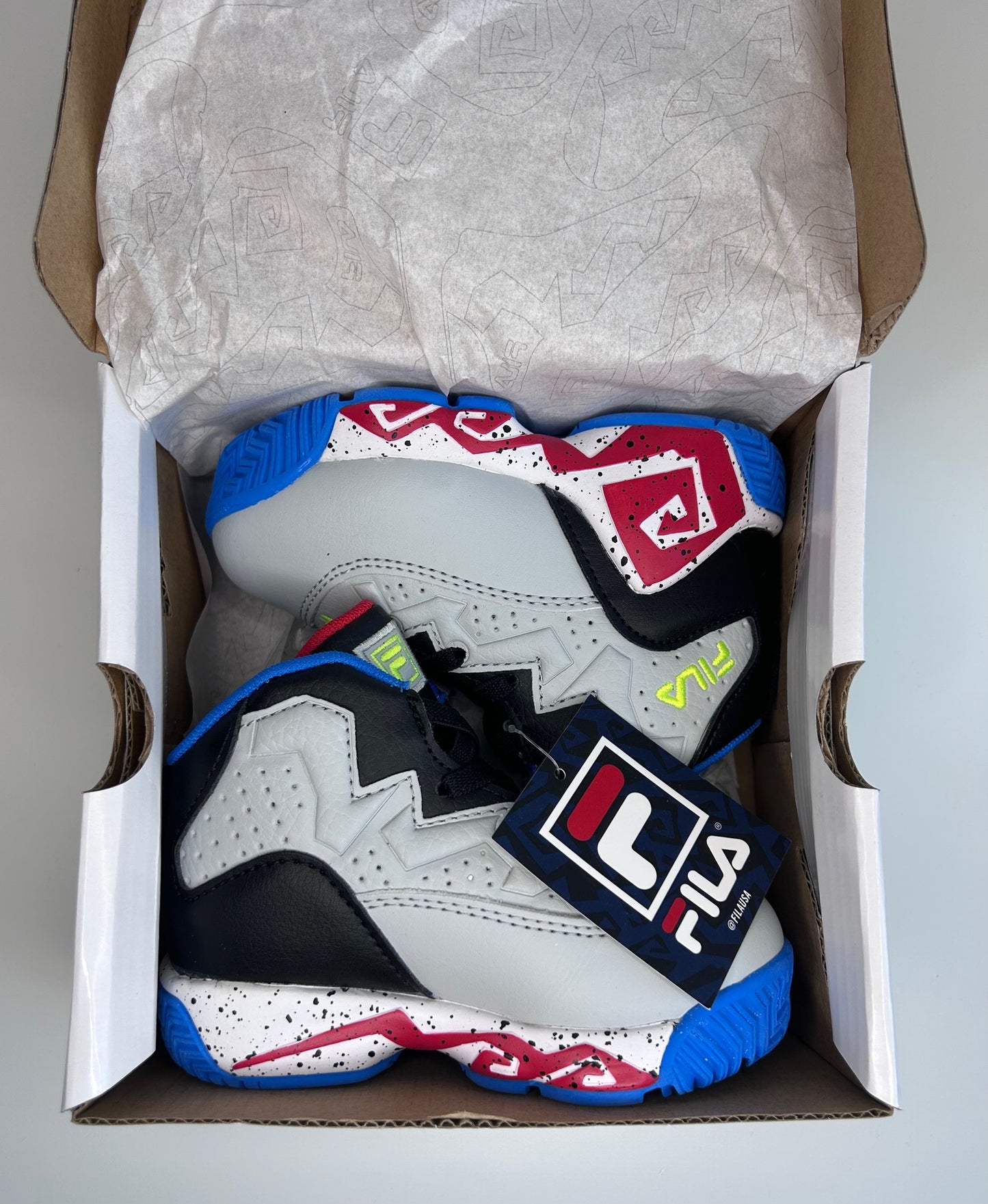 Fila Basketball Shoes Sneakers US Size 7 Infant Blue Black Gray New in Box