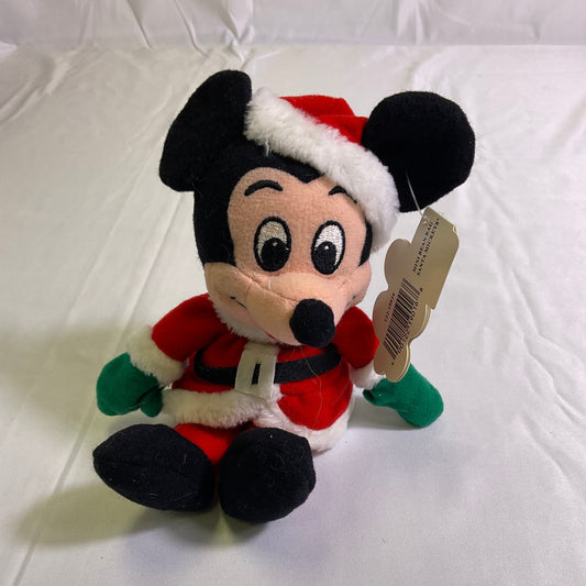 The Disney Store Mini Bean Bag Santa Mickey Mouse 8" Plush Toy New Christmas
