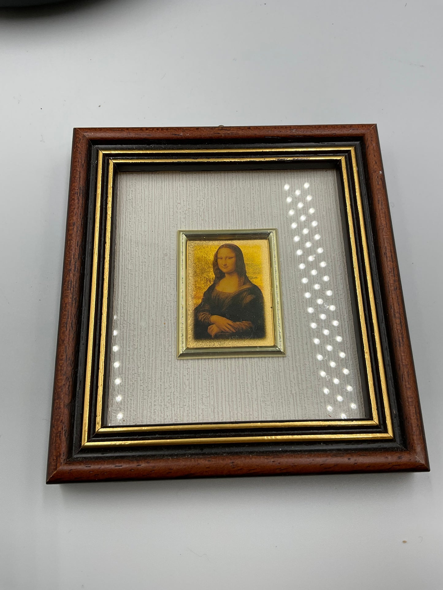 Vintage France 23K Gold Plated Mona Lisa Mini Chromolithograph