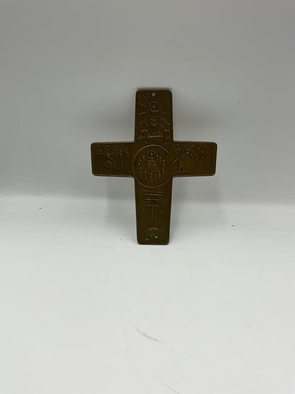 Vintage Big Cross Pendant Bronze