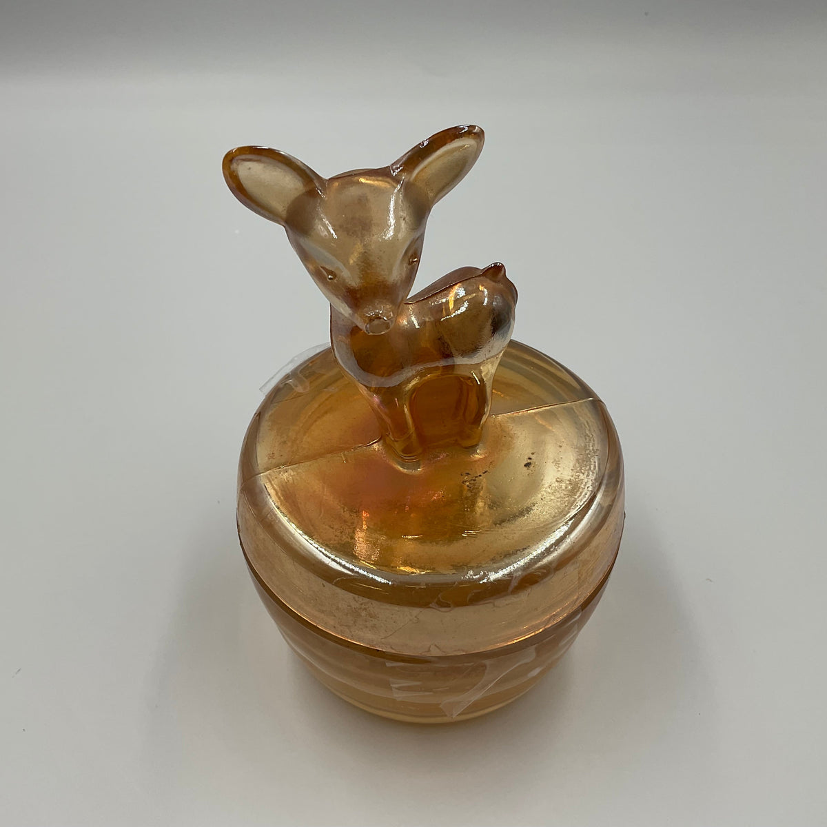 Vintage Jeannette Glass Company “Fawn” powder jar