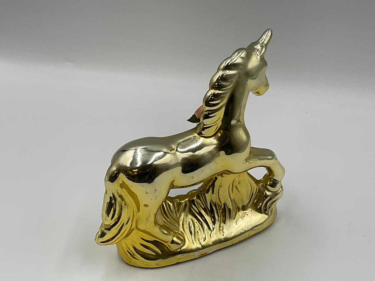 Gold Ceramic Unicorn Figurine