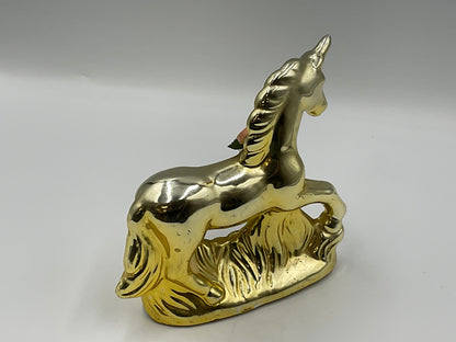 Gold Ceramic Unicorn Figurine
