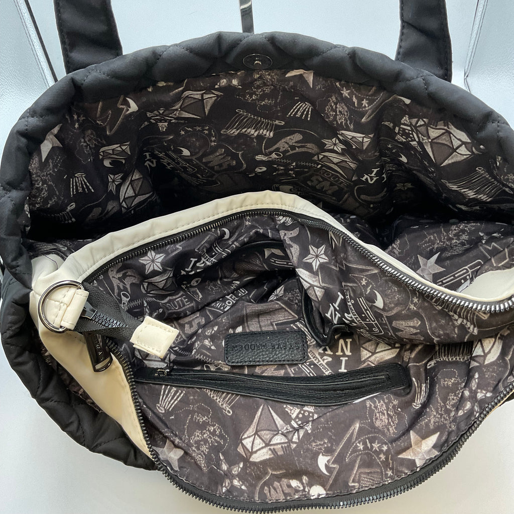 Steve Madden Black Quilted Messenger Tote Bag