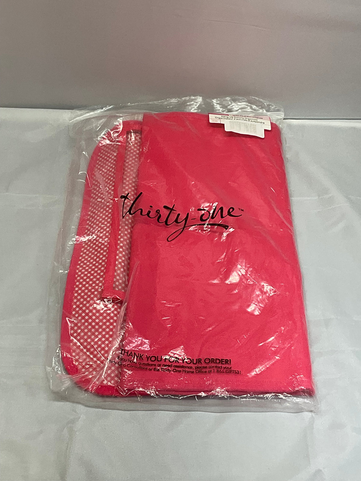 Thirty One Space Saver Coral Mini Gingham Hang Up Organizer Brand New in Original Package