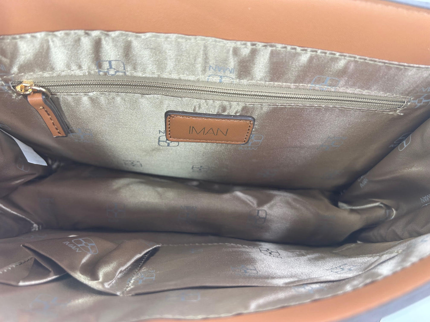 IMAN Women's Global Chic Caramel Brown and Floral Shoulder Handbag Interchangeable Top