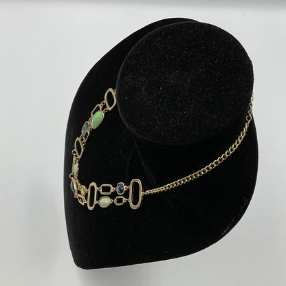 Oval & Square Design Charm Chain Necklace
