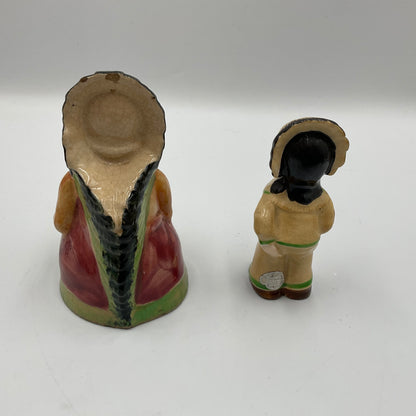 Vintage Ceramic Salt And Pepper Shakers Hand Painted Native American