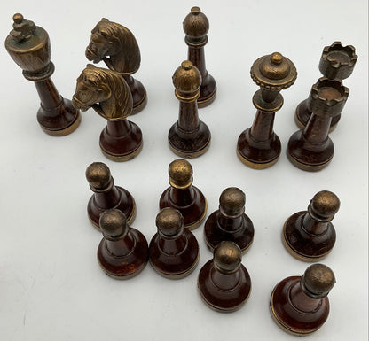 Vintage Chess 32 Pieces Potentially Italfama Firenze Metal and Wood