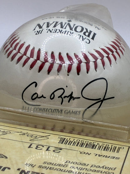 Cal Ripken Jr Ironman Commemorative Baseball with COA Facsimile Auto