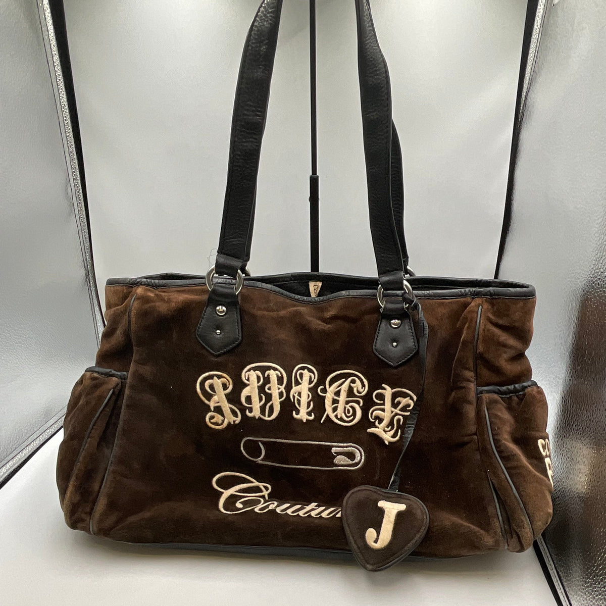 Vintage Y2K Juicy Couture Velour "Safety Pin" Satchel Bowler Bag