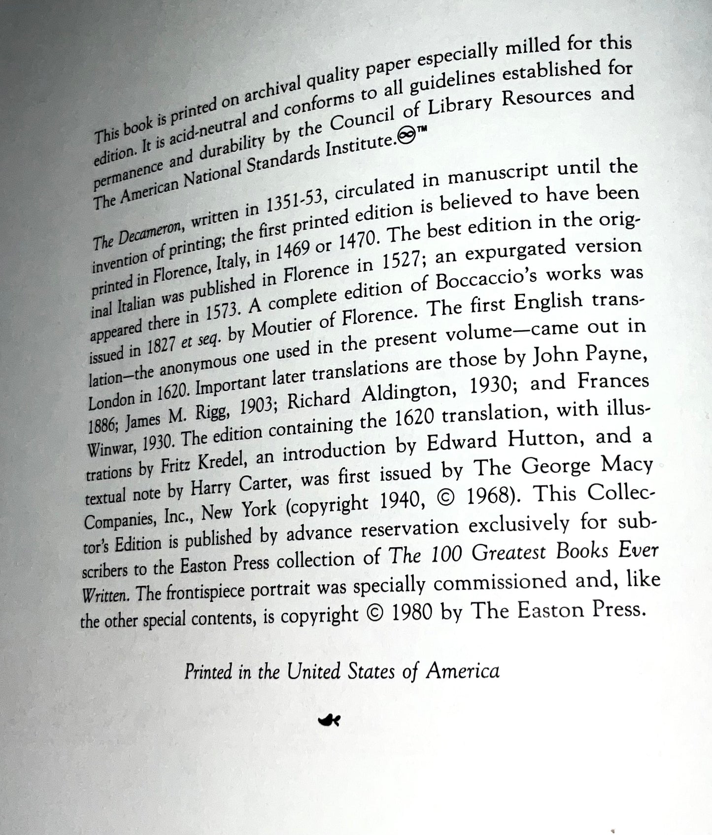The Decameron by Giovanni Boccaccio Vintage 1980 The Easton Press 100 Greatest Books Ever Written Leather Bound Collector's Edition