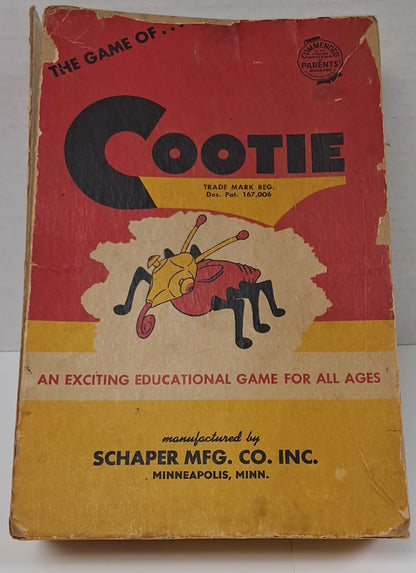 The Game of Cootie Vintage 1949 Build A Bug Board Game Original Box 1950s Edition