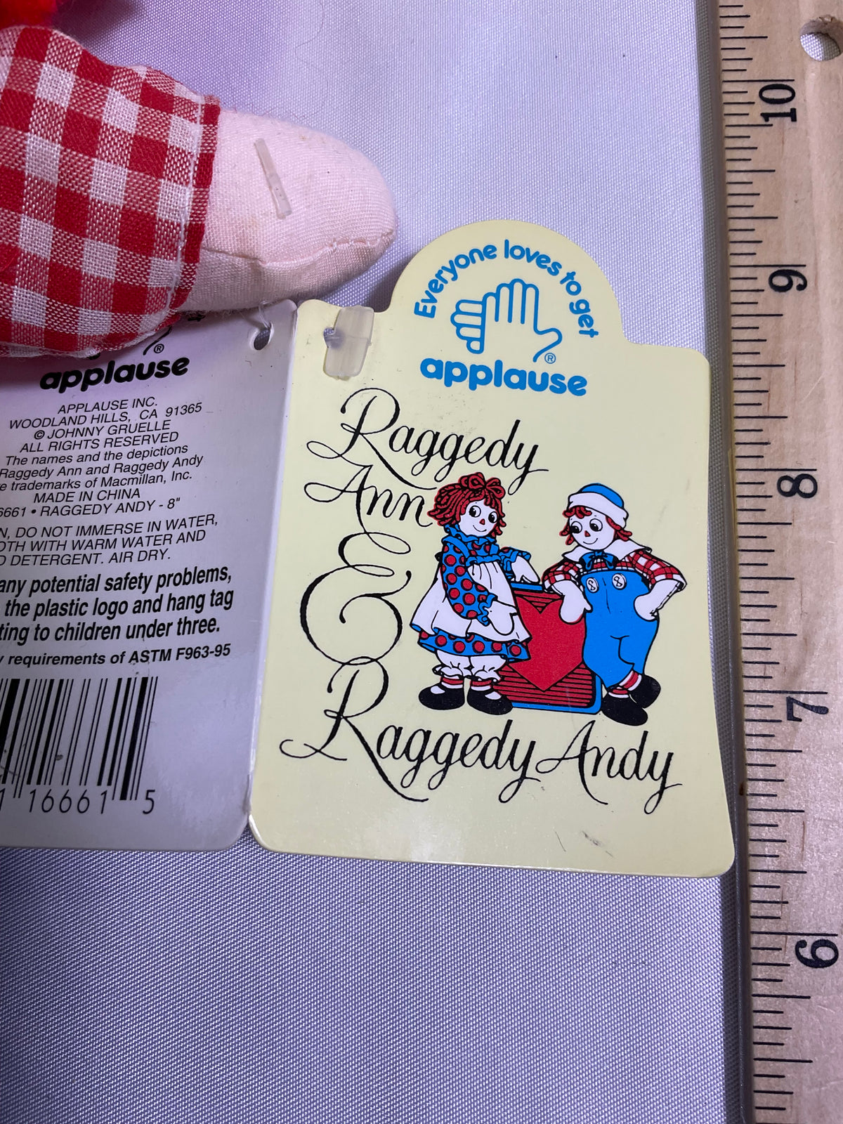 Raggedy Andy 12 Inch Doll by Applause I Love You Embroidered Heart