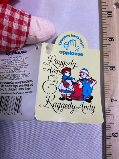 Raggedy Andy 12 Inch Doll by Applause I Love You Embroidered Heart