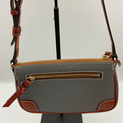 Dooney & Bourke Leather Crossbody Shoulder Bag Small Gray Brown Purse