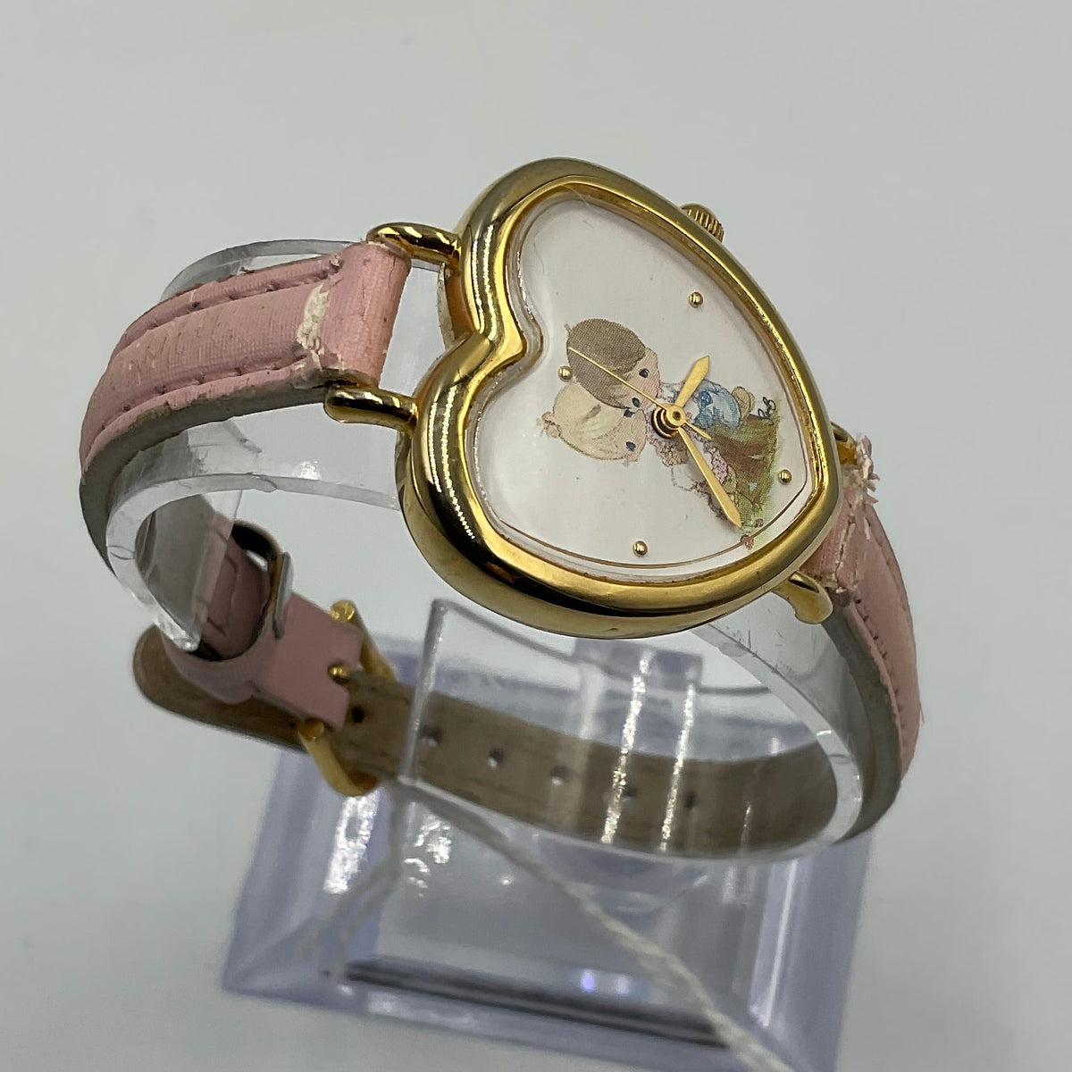 Precious Moments Love One Another Vintage 2001 Heart Shaped Goldtone Valdawn Watch