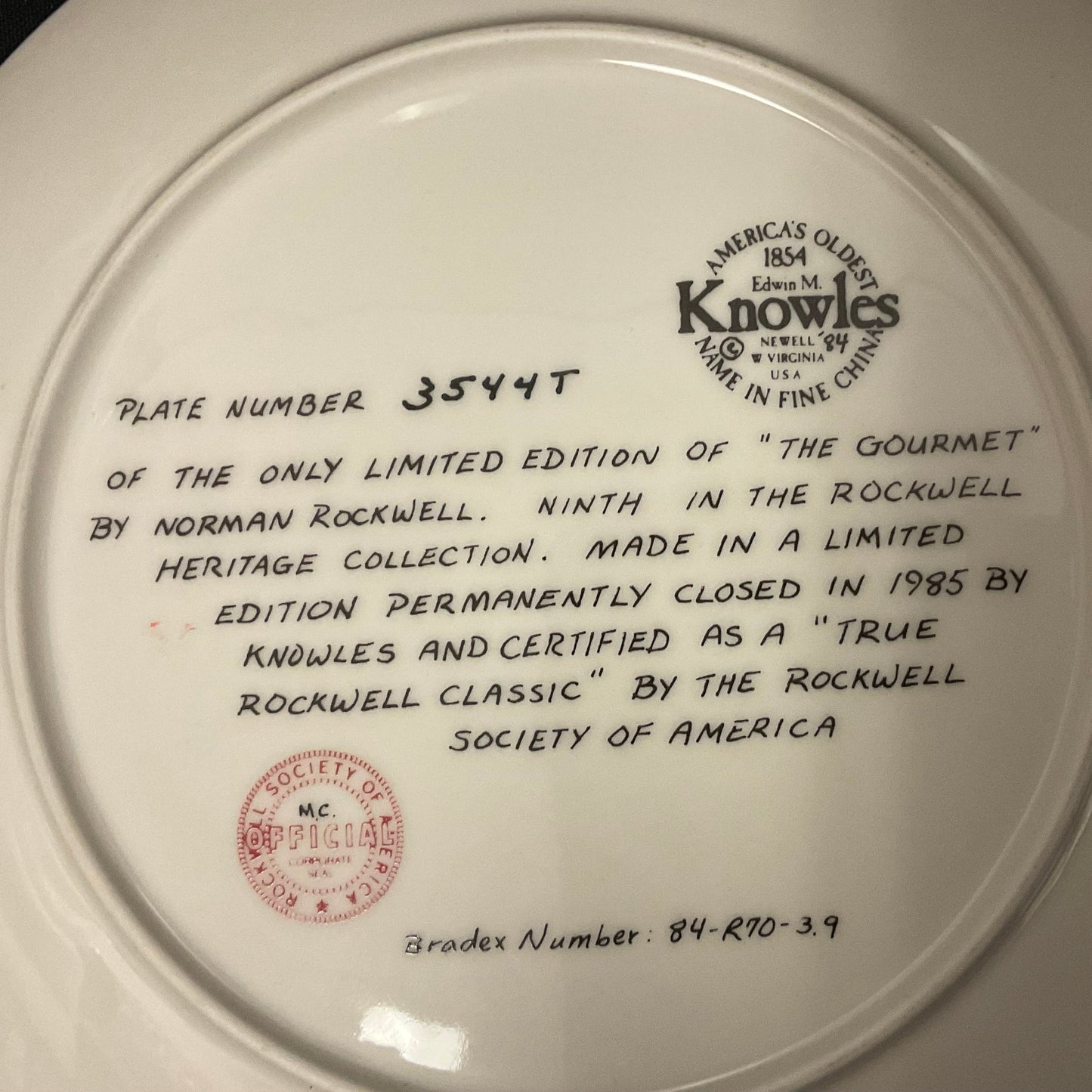 Norman Rockwell The Gourmet Fine China Decorative Plate
