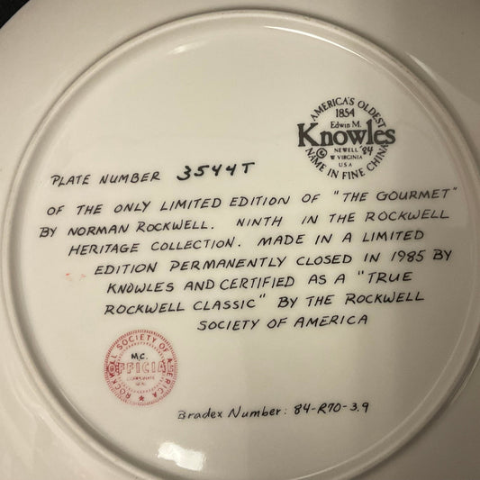 Norman Rockwell The Gourmet Fine China Decorative Plate