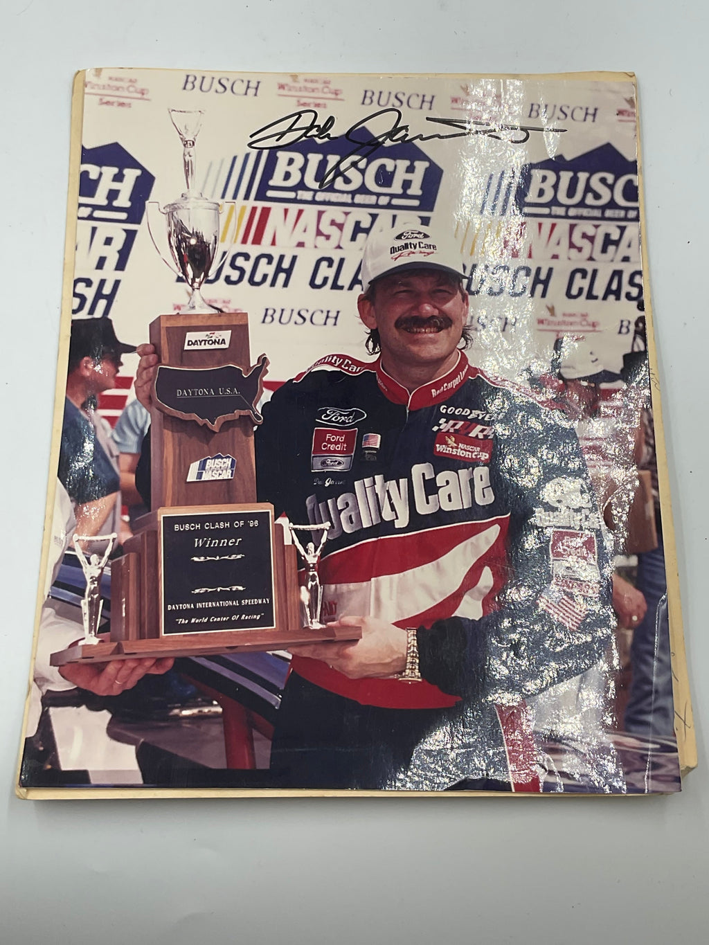 Dale Jarrett Signed Autographed Photo 1996 Busch Clash Victory Lane NASCAR