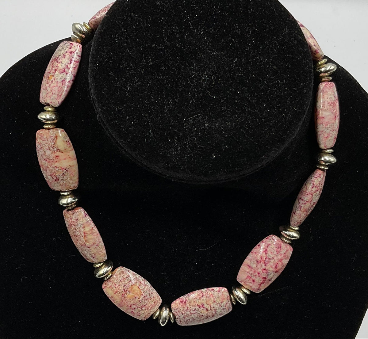 Pink Stone Bead Necklace